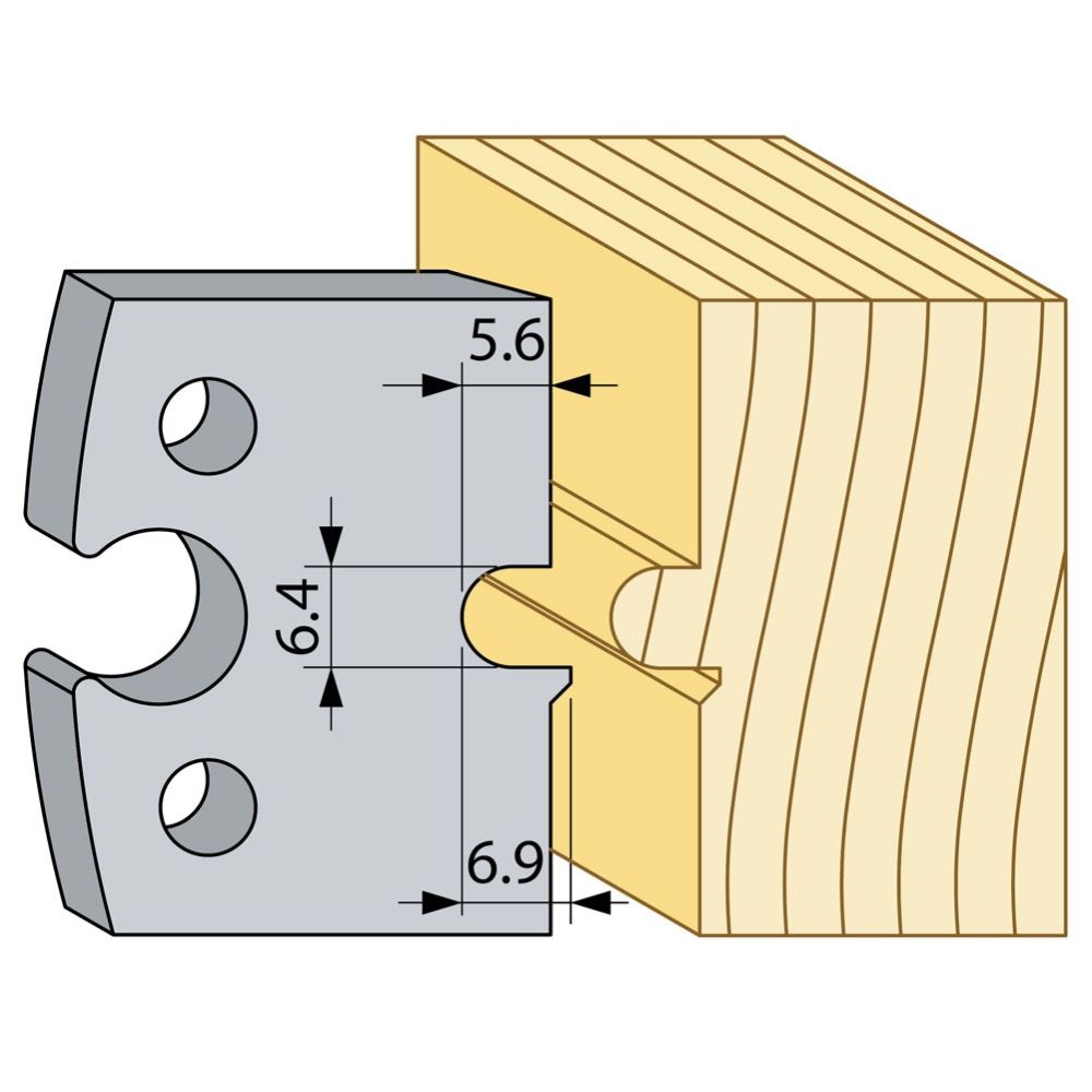Logosol 40mm M2 HSS Profile Knives (4mm Pair) 1/4" Male Flooring