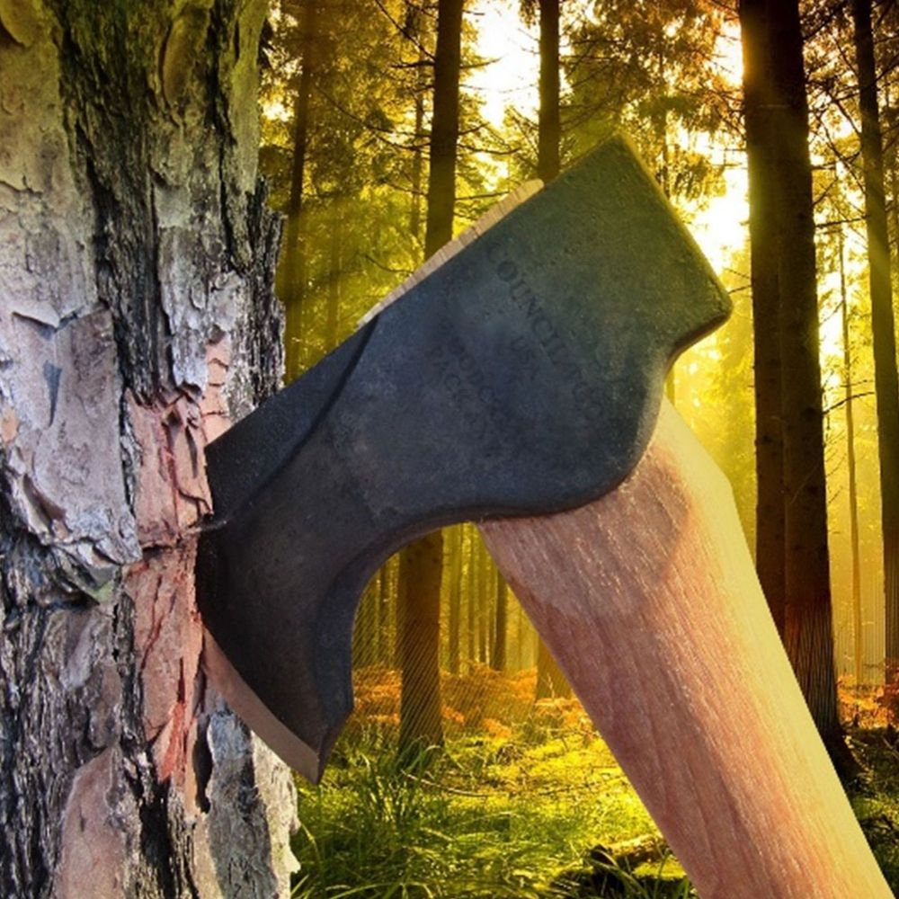 Council Tool Wood-Craft Pack Axe (2.0 lbs.) with 24" Curved Handle and Leather Mask