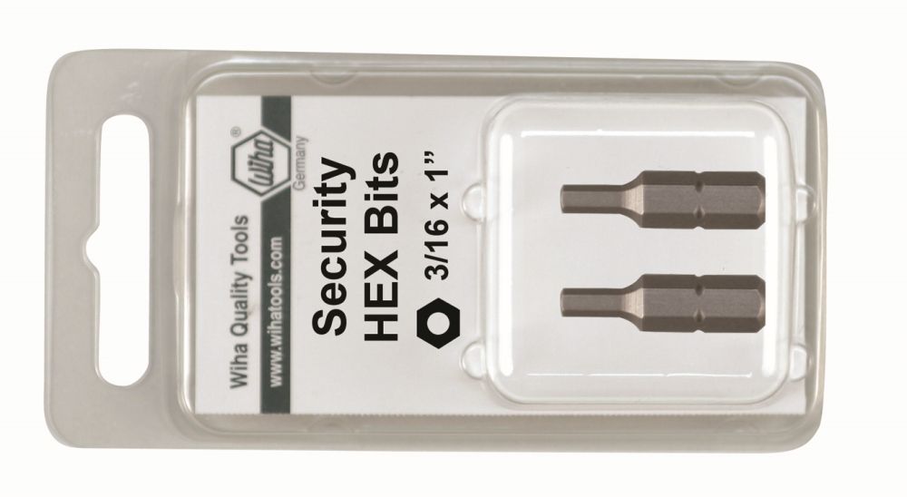 Wiha Security Hex Insert Bit 3/32" X 25mm 2Pk
