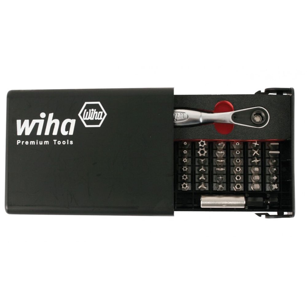 Wiha Security Bit Set W/1/4 Revs Ratchet 39Pc