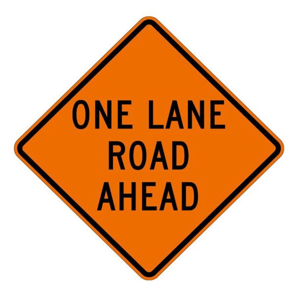 Dicke Safety 48" Roll-Up Safety Sign "One Lane Road Ahead"
