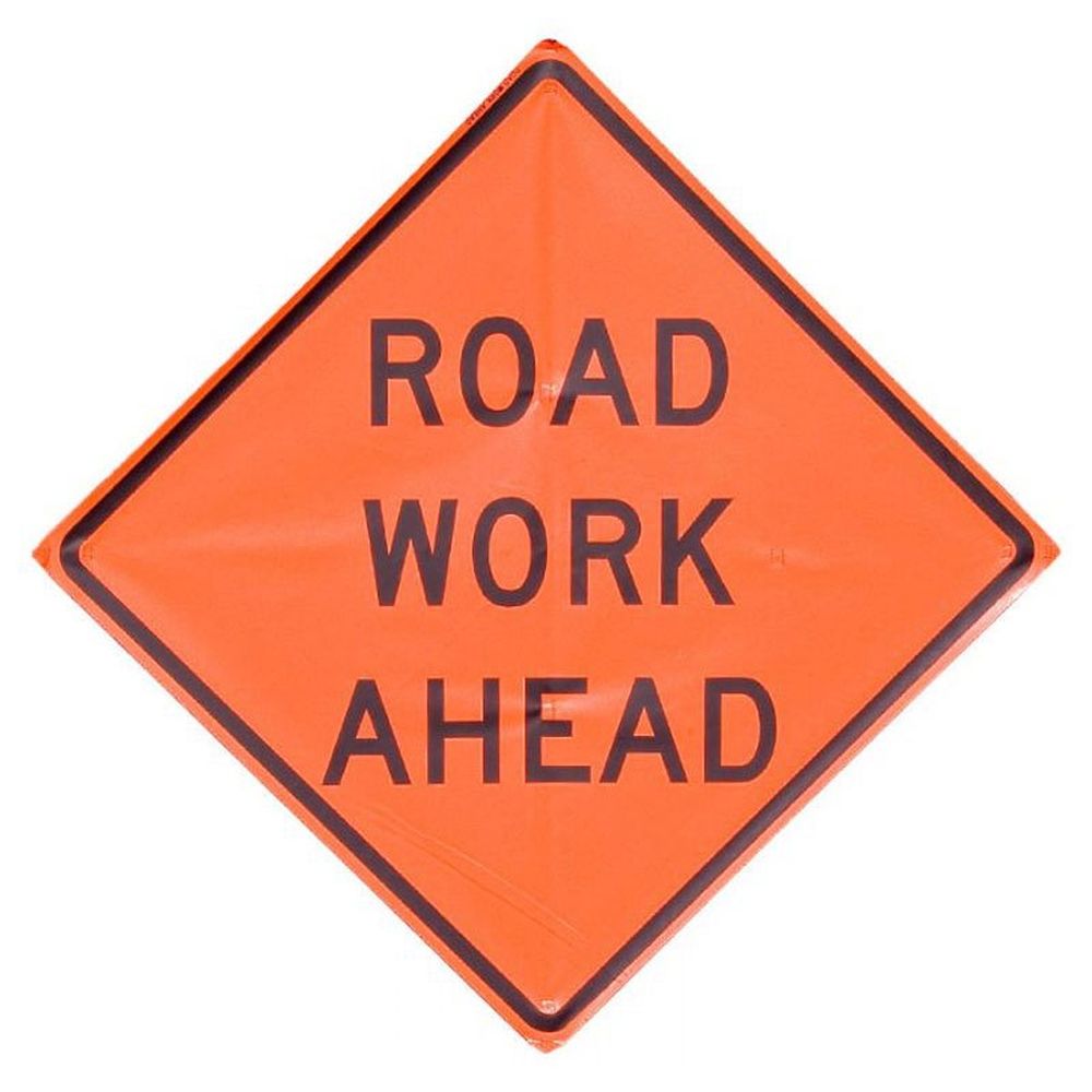 Dicke Safety 48" Roll-Up Safety Sign "Road Work Ahead"