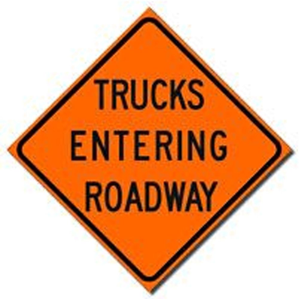 Dicke Safety 48" Roll-Up Safety Sign "Trucks Entering Roadway"