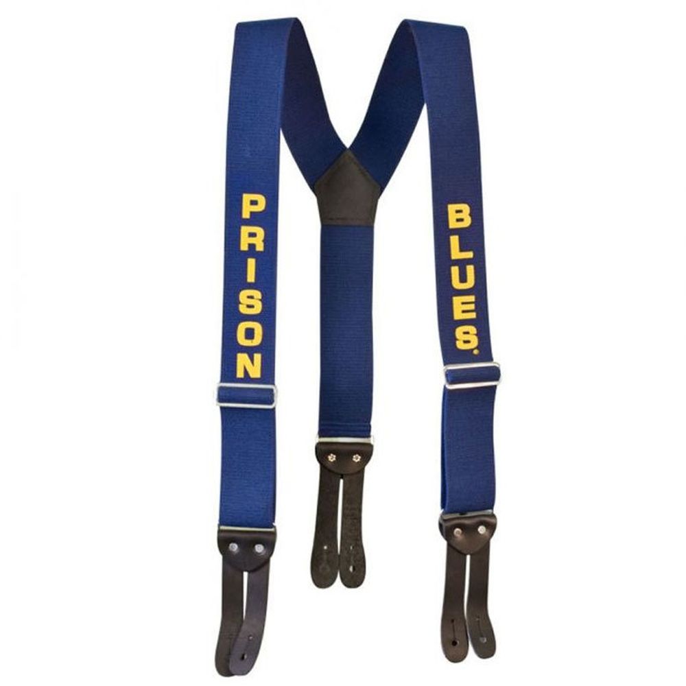 Prison Blues Button Suspenders (Large) Y-Back