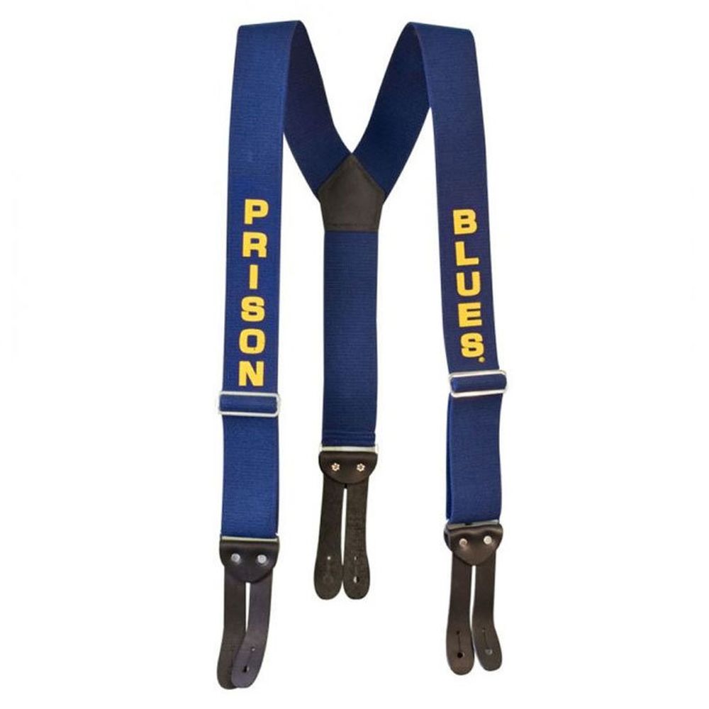 Prison Blues Button Suspenders (X-Large) Y-Back