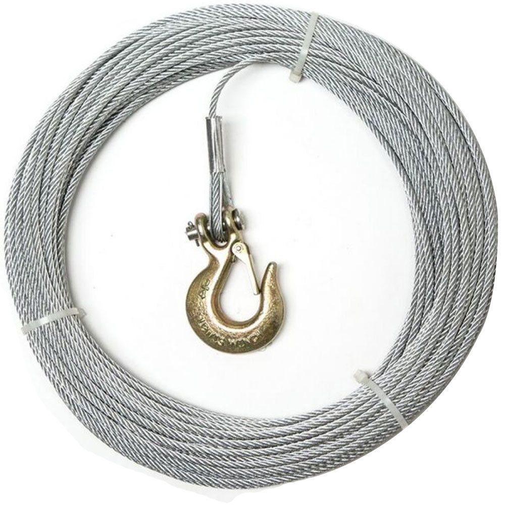 Lewis Winch 3/16" Replacement Cable w/Alloy Eye Hook / Latch (150')