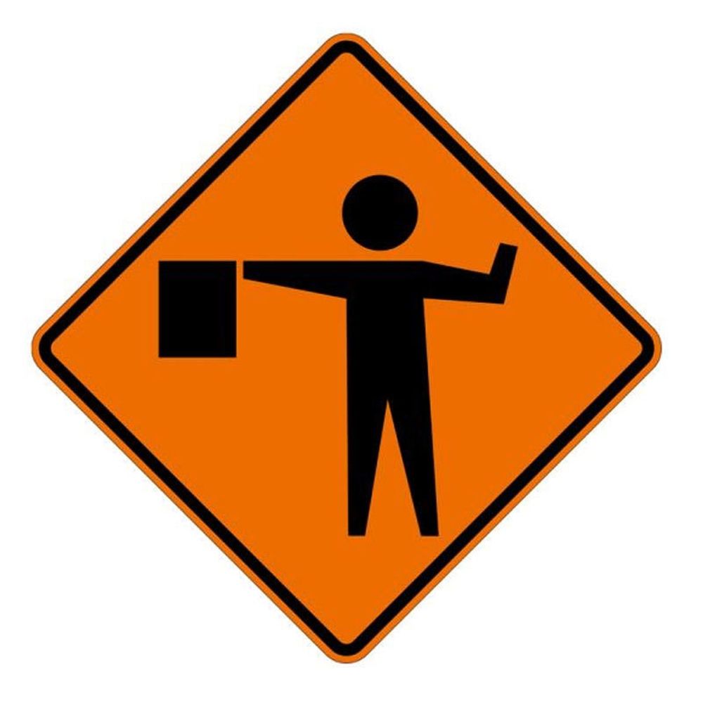 Dicke Safety 48" Roll-Up Safety Sign "Flagger Paddle Symbol"