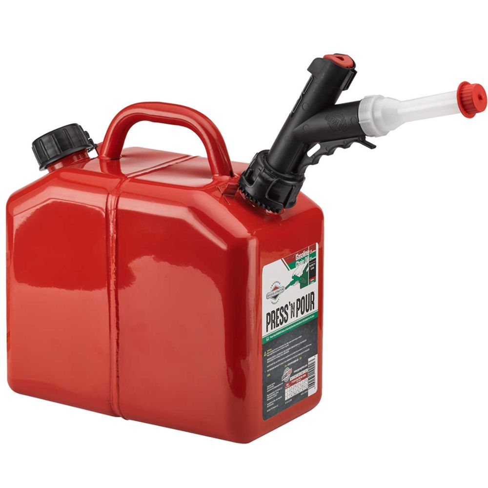 .Garage Boss Press 'N Pour Spout Metal Combo Can (1.5 GL Gas/2.5 QT Bar Chain Oil) Mini Piggy