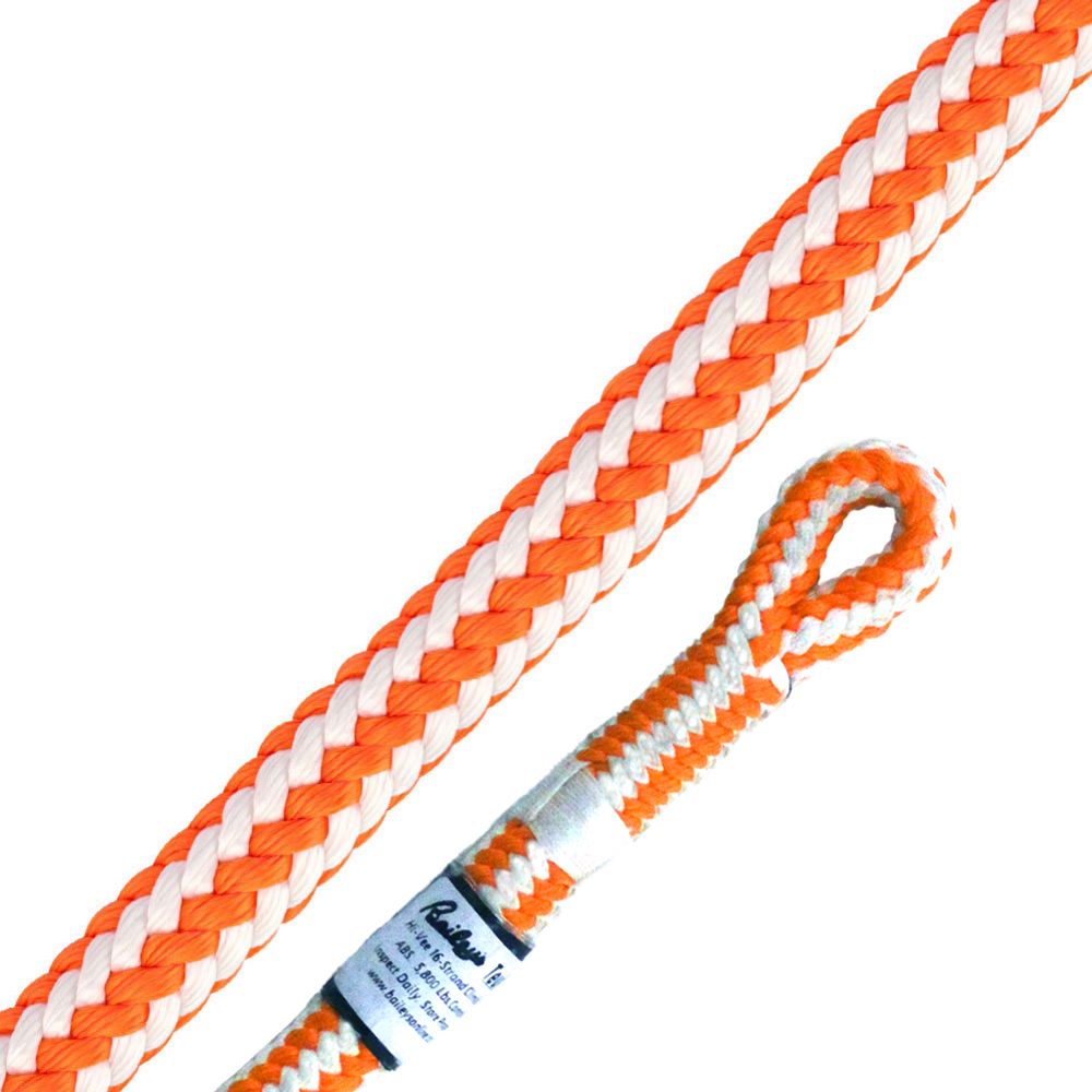 Teufelberger 1/2" Braided SafetyBlue HiVee 16-Strand Climbing Rope (200' Hank Hand Splice Tight Eye)