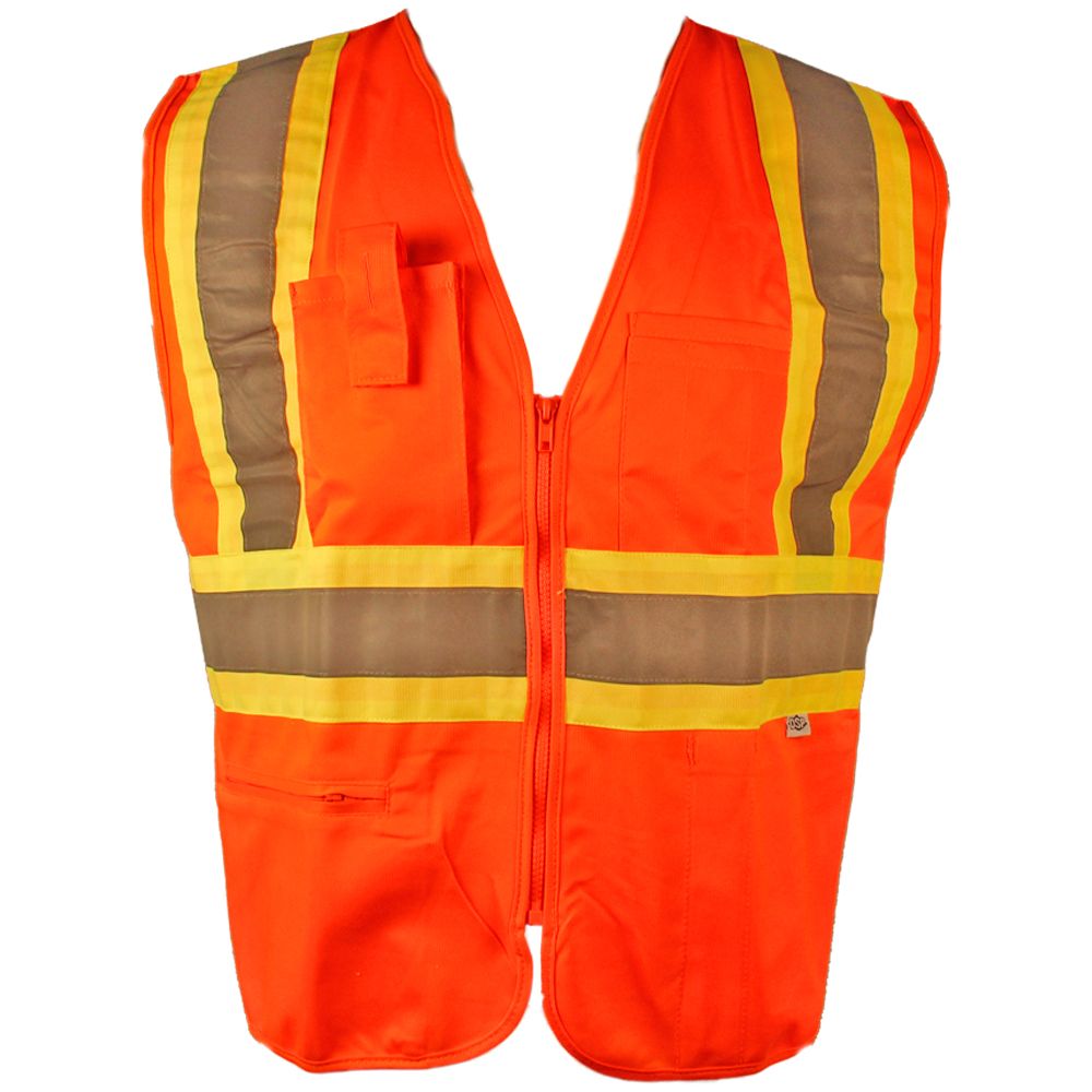 Dicke Class II Hi-Vis Solid Front/Mesh Back Safety Vest (Orange)