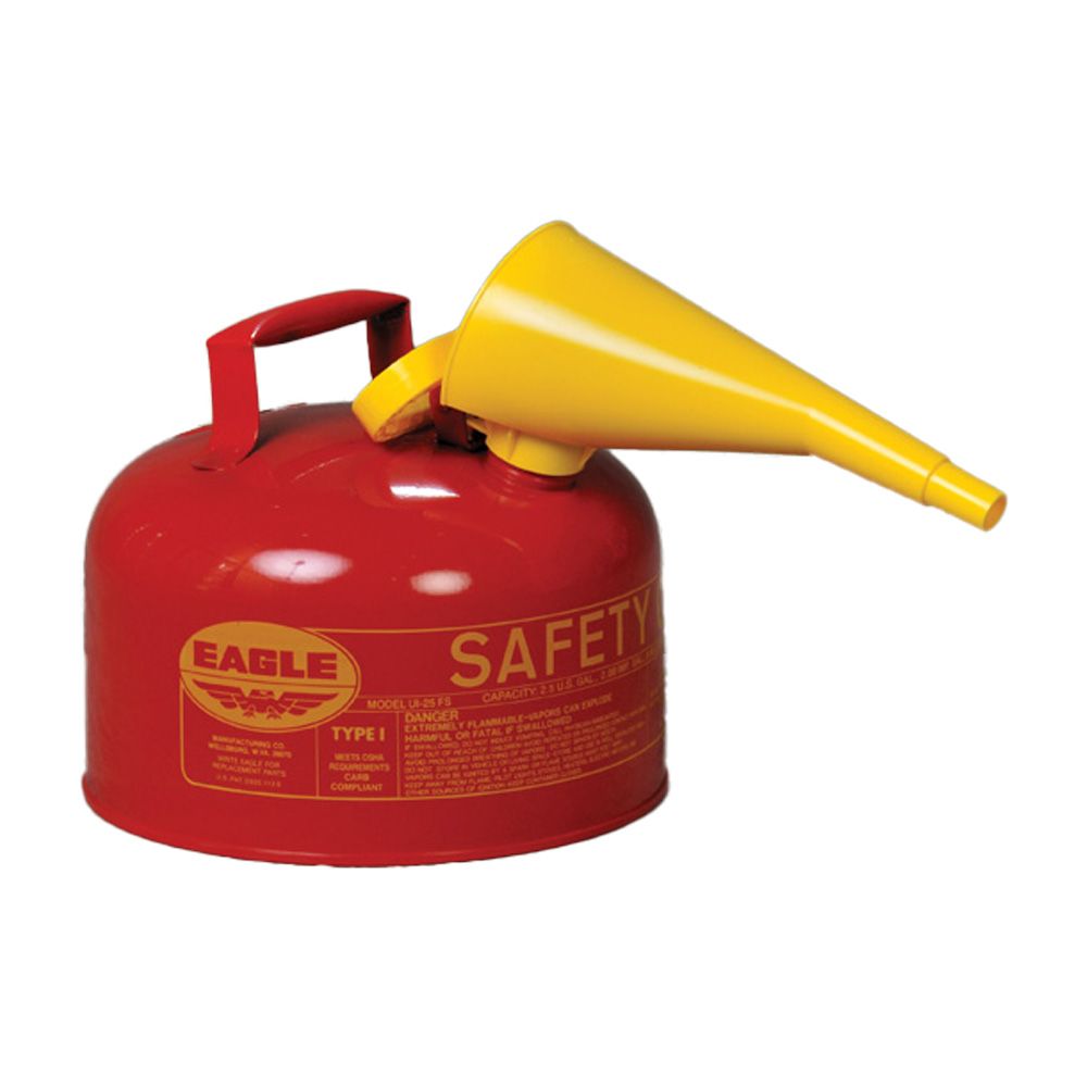 Eagle 2.5 Gallon Type I Steel Safety Gas Can (Red) CARB Approved