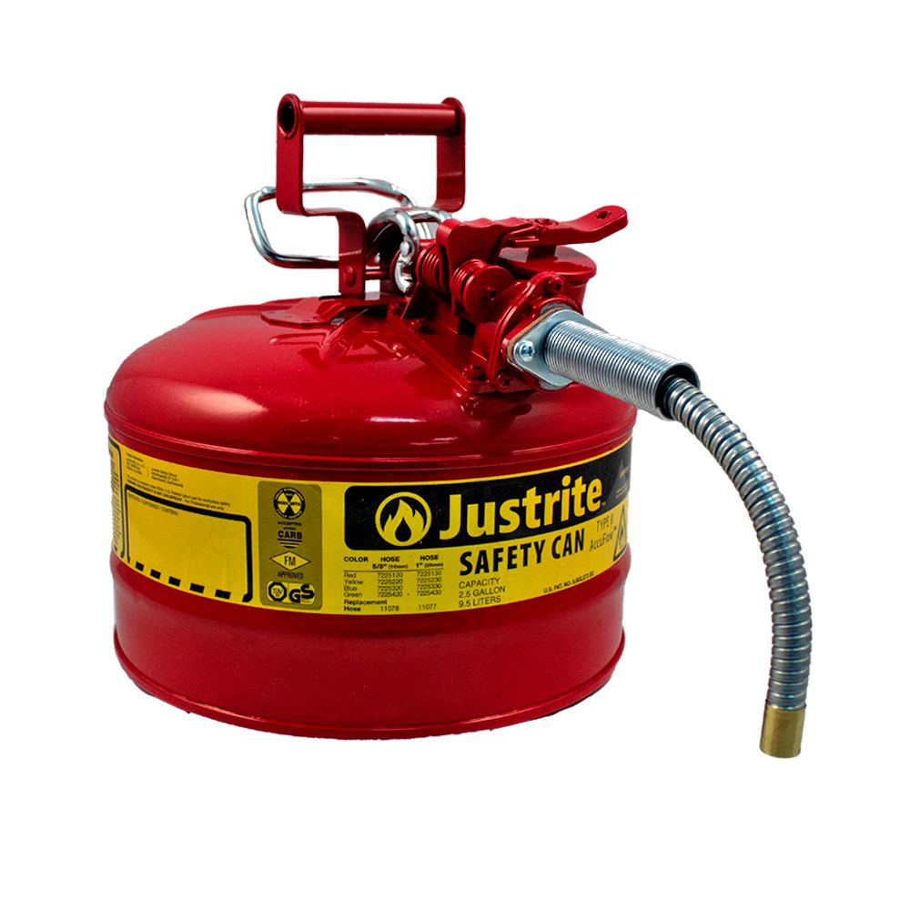 Justrite 2-1/2 Gallon Type II Steel Safety Gas Can (Red)