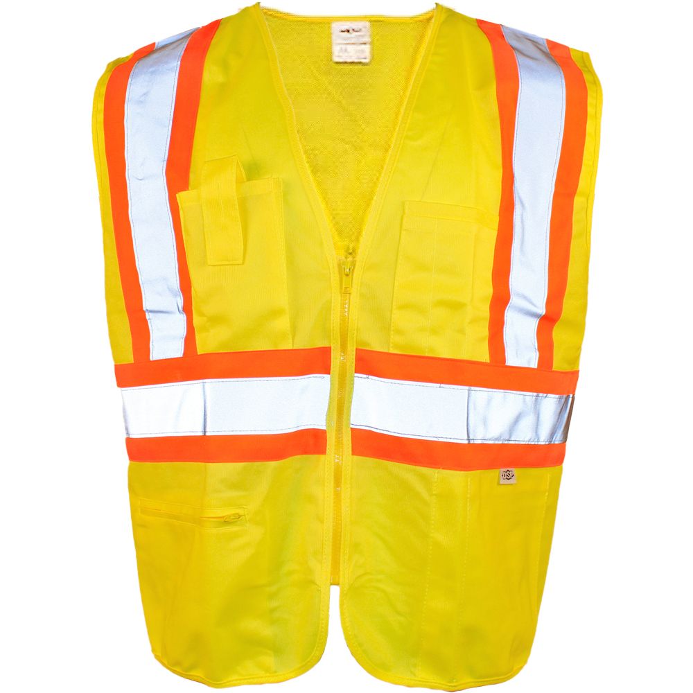 Dicke Class II Hi-Vis Solid Front/Mesh Back Safety Vest (Lime Yellow)