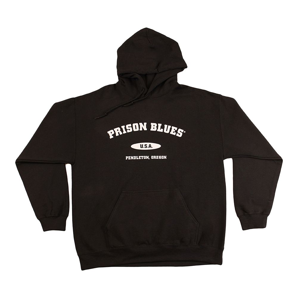Prison Blues Hooded Sweatshirt w/ Varsity Logo - Black