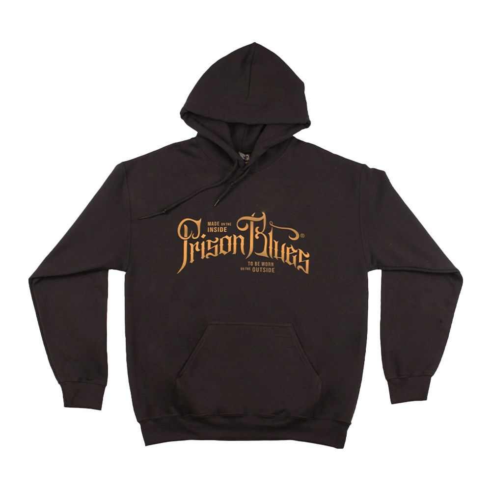 Prison Blues Hooded Sweatshirt w/ Gold Script Logo - Black