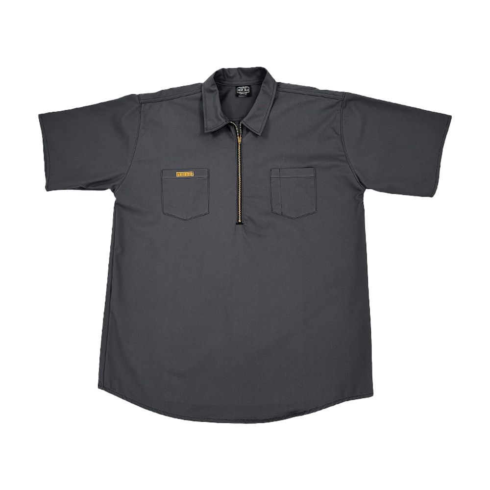 Prison Blues Short Sleeve Work Shirt w/ Front Zipper - Charcoal