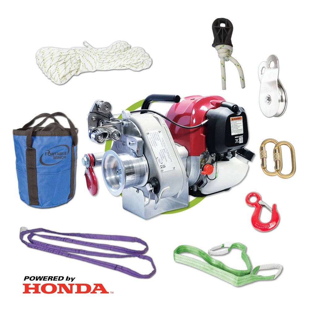 Portable Gas Powered Capstan Pulling Winch GXH50 PCW4000 w/Accessories