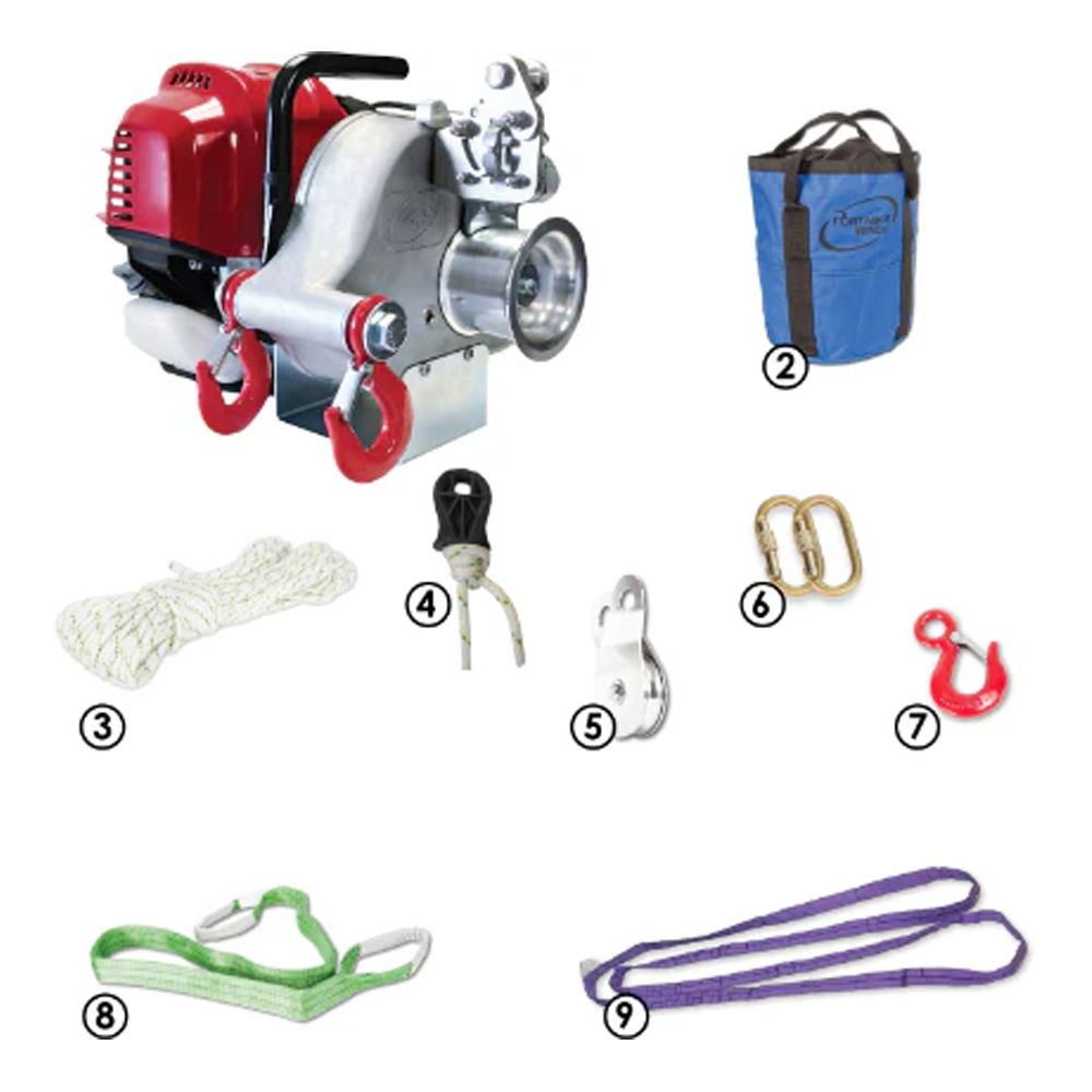 Portable Gas Powered Capstan Pulling Winch GXH50 PCW4000 w/Accessories