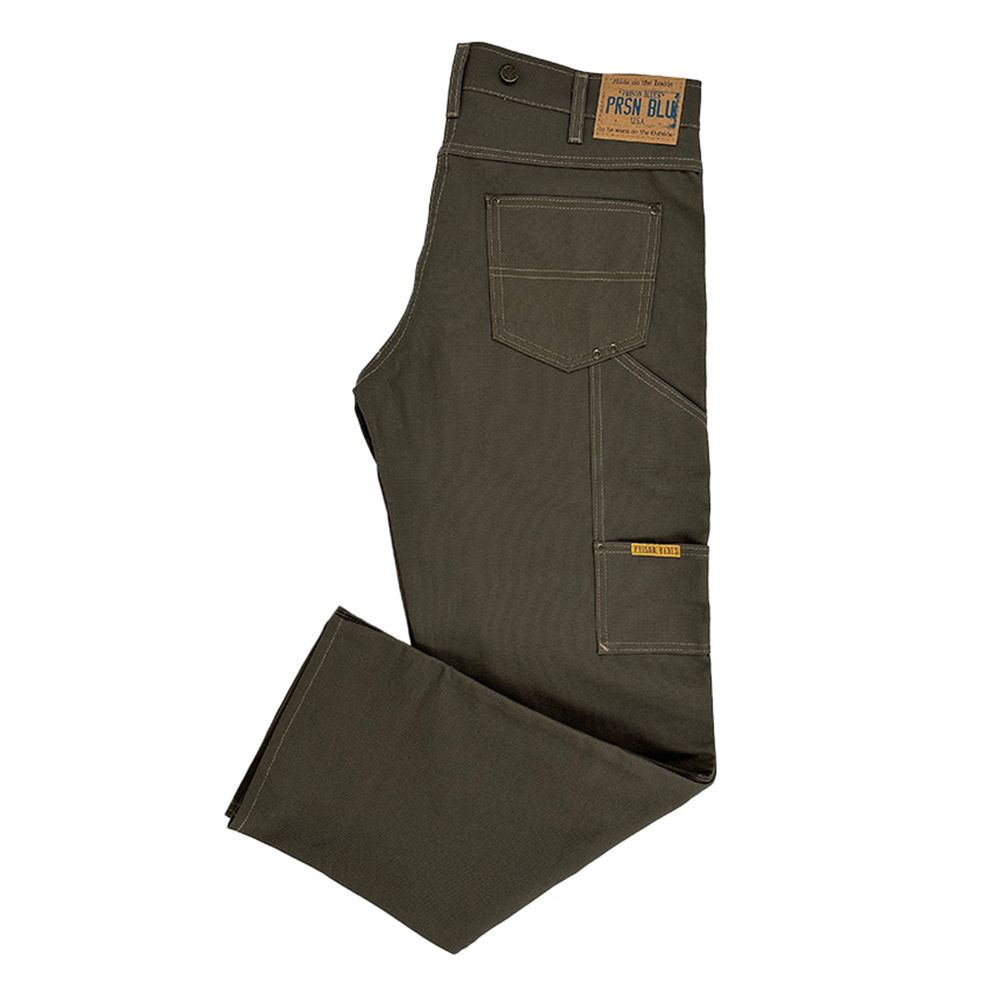 Prison Blues Double Knee Jeans, Rigid Olive