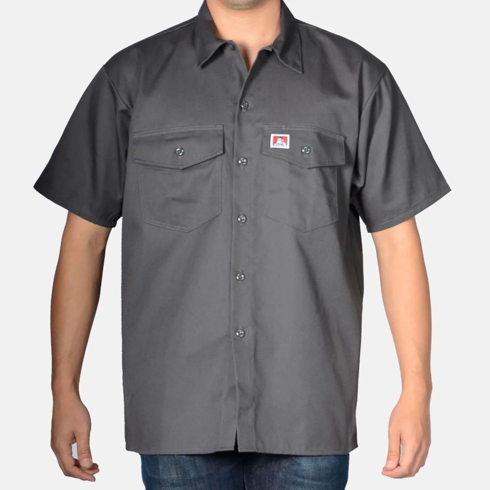 Ben Davis Button Up Short Sleeve Solid Shirt (3X) Charcoal