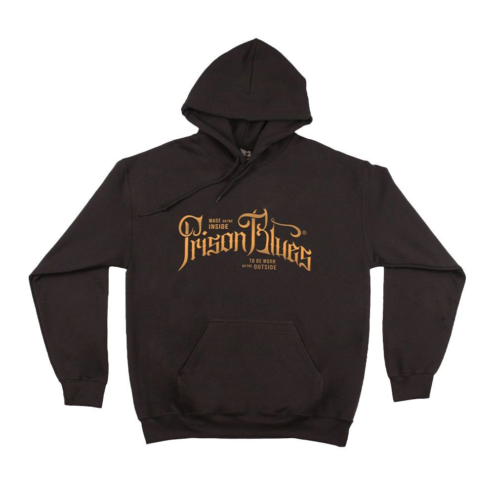 Prison Blues Hooded Sweatshirt w/ Gold Script Logo - Black