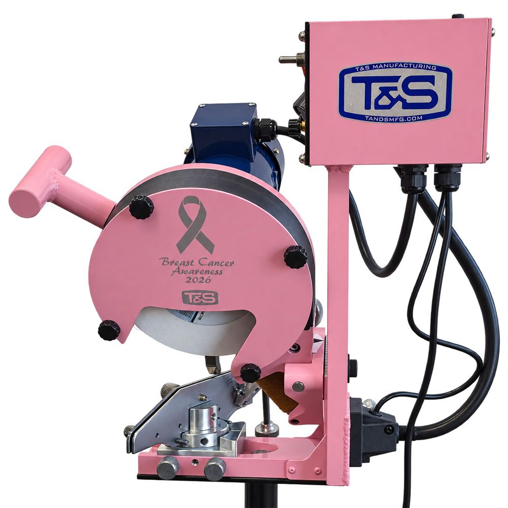 T&S CS118 3/8"404 Pitch Harvester Chain Grinder w/ Stand-Limited Edition Breast Cancer Awareness