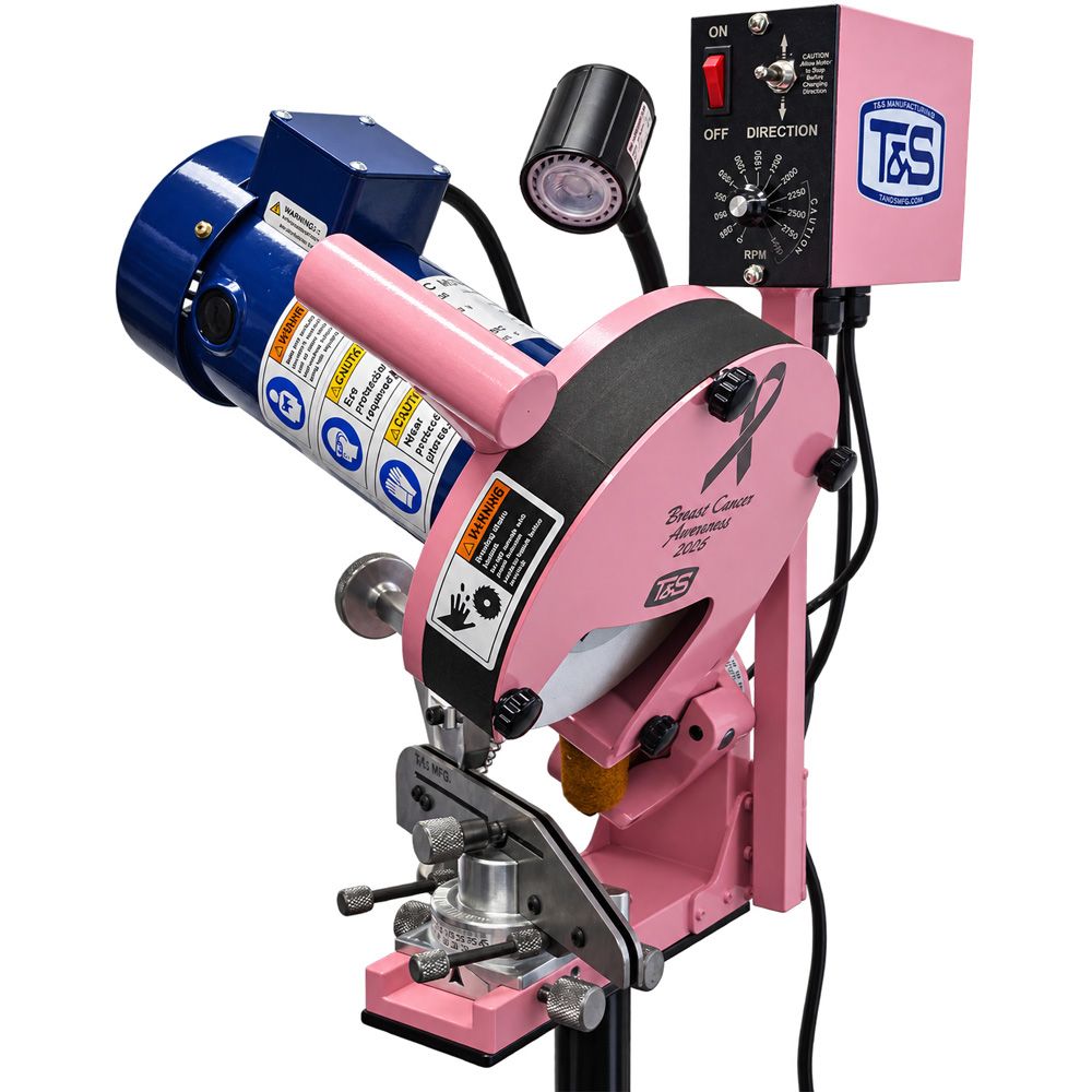 T&S CS118 3/4" Pitch Harvester Chain Grinder with Stand-Limited Edition Breast Cancer Awareness Pink