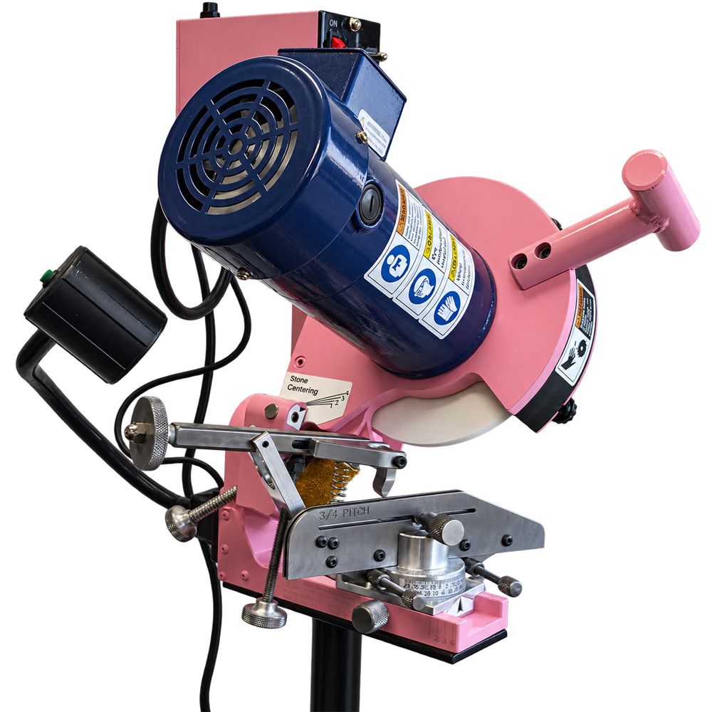 T&S CS118 3/4" Pitch Harvester Chain Grinder with Stand-Limited Edition Breast Cancer Awareness Pink