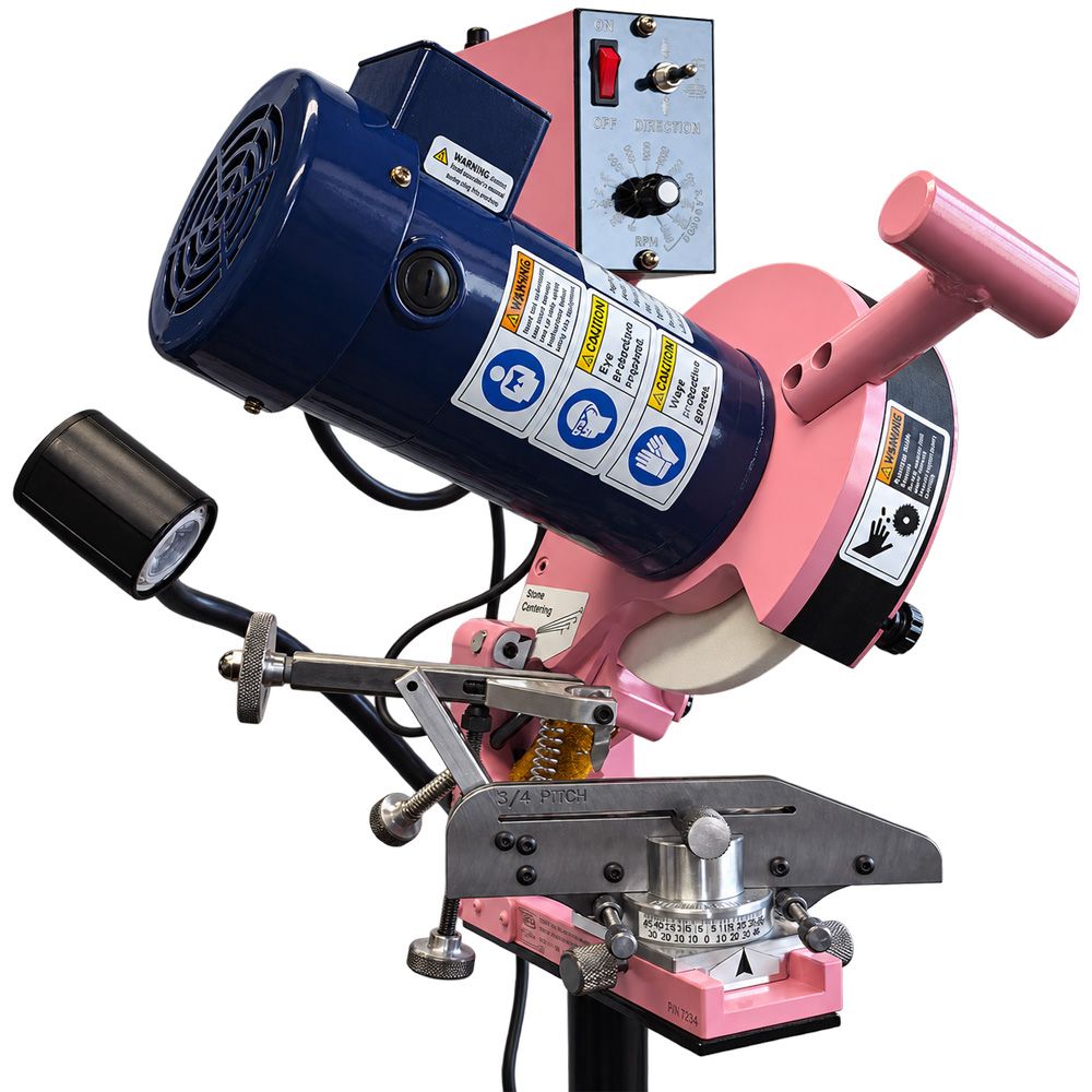 T&S CS118 3/4" Pitch Harvester Chain Grinder with Stand-Limited Edition Breast Cancer Awareness Pink