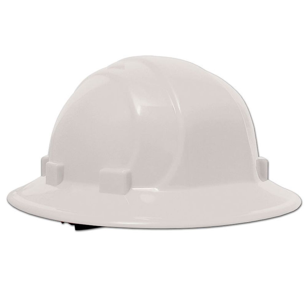 ERB Omega II Full Brim Hard Hat with Ratchet Suspension (White)