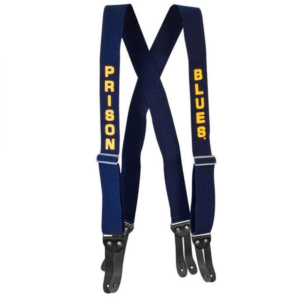 Prison Blues Button Suspenders (X-Large) X-Back